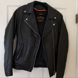 Sleek Black Leather Moto Jacket
